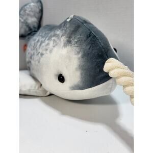 Large Narwhal 25" Plush Ocean Sea Unicorn Grey White Stuffed Creature Animal